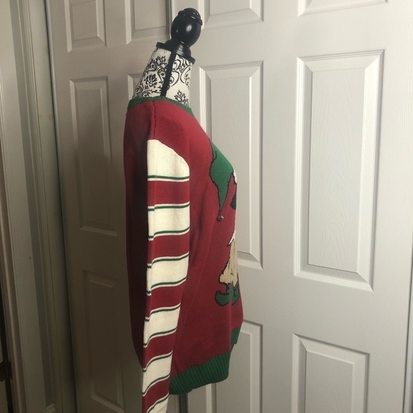 Ugly Christmas Sweater Dog Pug Elf Jingle Bell Holiday Party M - Picture 2 of 5